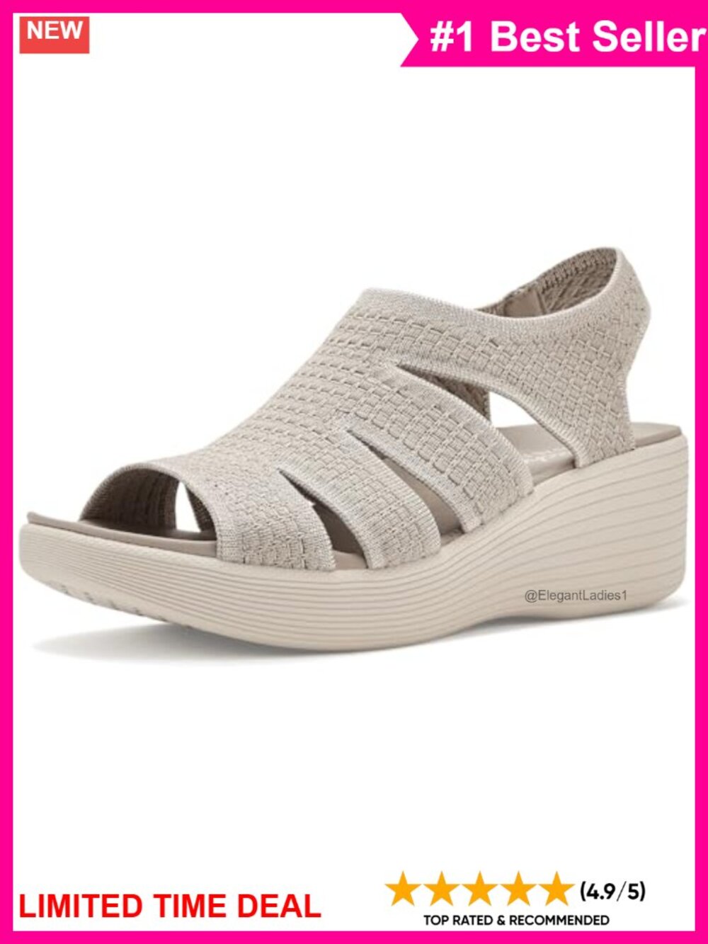 Skechers Parallel Lite Dreammaker Wedge Sandals Comfort Slingback Machine
